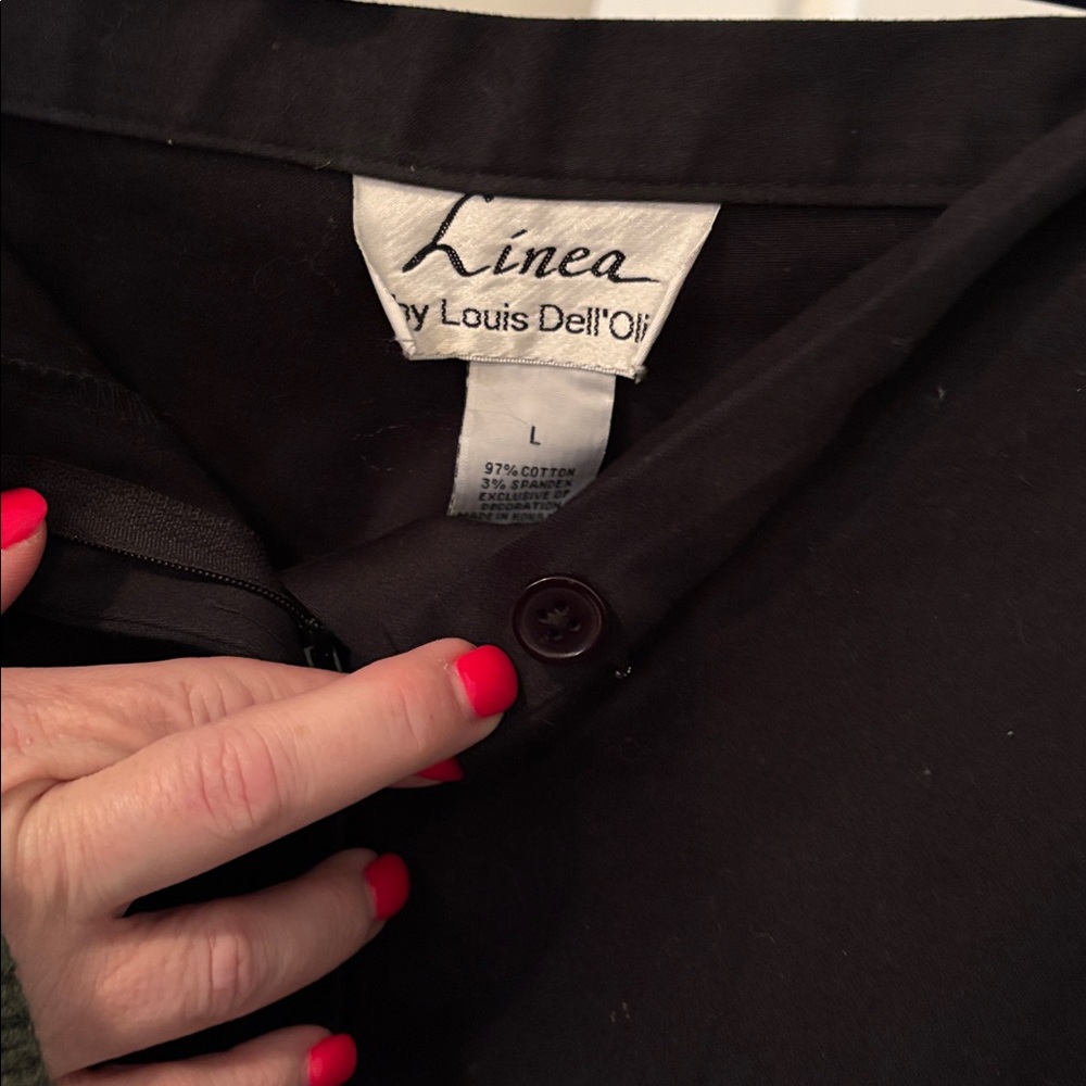 Linea by Louis Dell'Olio Black jacket and pant suit with Colorful Embellishments - Picture 7 of 8